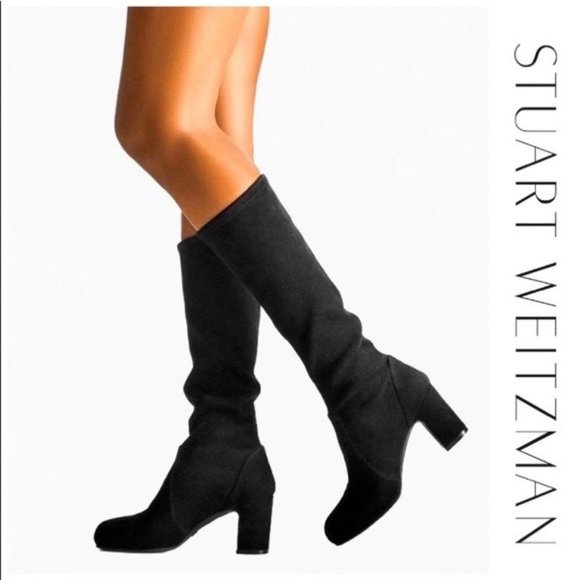 Stuart Weitzman Milla 60 Black Suede Boots 5.5 - Picture 2 of 5